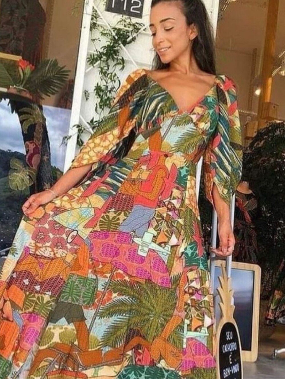 NWT Farm Rio Prainha Tropical Botanical Maxi Dress Size P Small New - Picture 6 of 10
